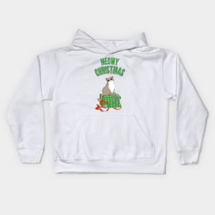 Meowy Christmas Clawed Present Cat Kids Hoodie